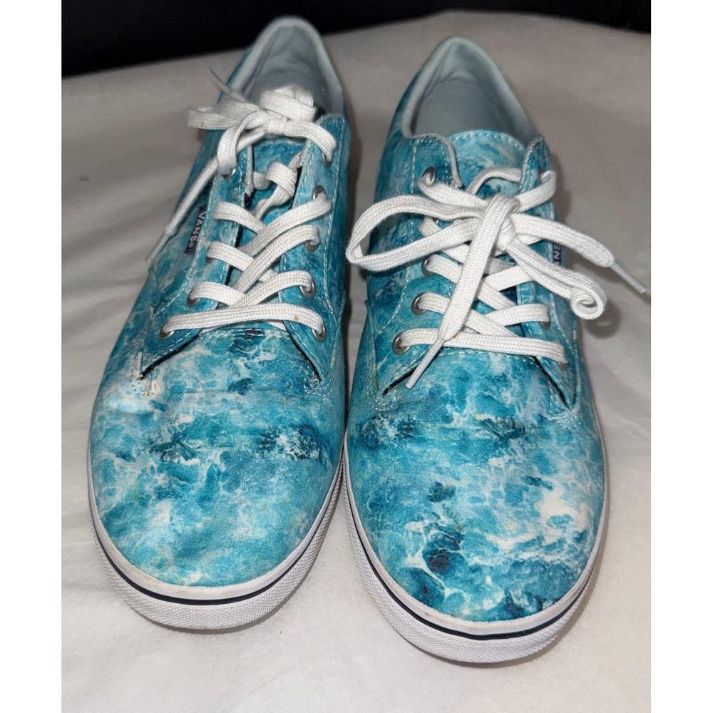 Vans‎ Ocean Water Print Sneakers Womens 8.5 Blue Low Top Lace Up Shoes Skate